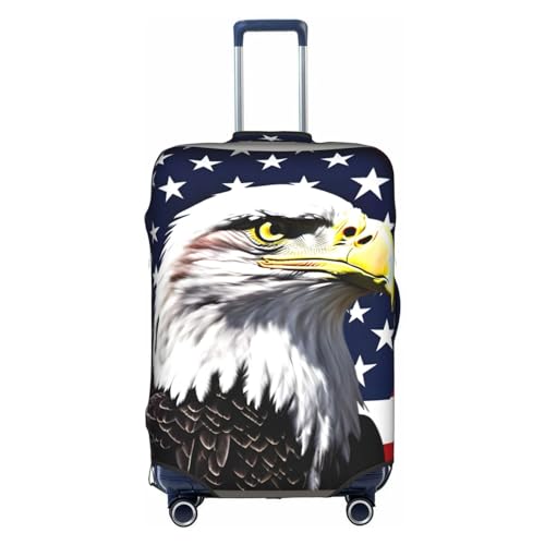 Bald Eagle Flag Print Personalized Travel Luggage Cover With Zipper, Elastic Luggage Cover,For Daily Use