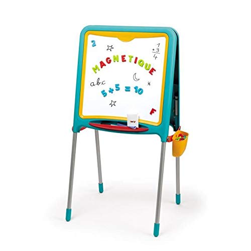 Smoby - Tableau Tubes - Double Face Blanche Magnétique + Ardoise Craie - Bac Amovible - 80 Accessoires Inclus - pour Enfant Dès 3 Ans - 410307