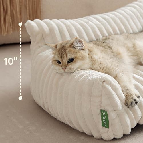Cute Couch Bed for Pets, Supportive Cat Sofa for Indoor Cats, Small Dog Sofa Bed for Small Dogs, Cream, 24 inches - Image 4