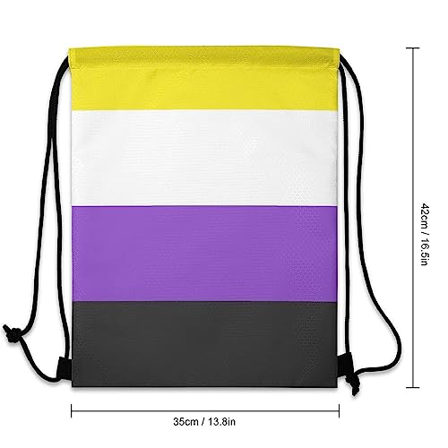 Beach Backpack Compatible with Non Binary Pride Flag for Women Waterproof Yoga String Backpack Adjustable Fashion Gym Bag Drawstring Backpack for Cycling Hiking Training3