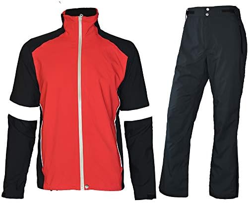 fit space Waterproof Golf Rain Suits for Men Performance Rain Jackets and Pants for All Sports (Red Full-zip, XX-Large)