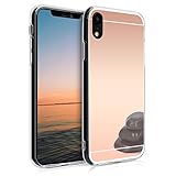 kwmobile Mirror Case Compatible with Apple iPhone XR - TPU Silicone Bumper Reflective Back Case - Metallic Rose Gold