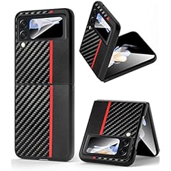 Cargador Inalambrico Zeta Quikbee para Samsung Galaxy Z Flip 4 Case, Funda de Fibra de Carbono, Bisel Delgado y Antideslizante, protección Completa, Funda a Prueba de caídas para Samsung Galaxy Z FILP 4 5G - Rojo