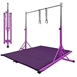 JC-ATHLETICS Gymnastics Kip Bar for Kid and Teenage Ages 3-18, 5.2FT Base Length, Adjustable Height from 3FT to 4.8 FT Height,Foldable Gymnastic Training Equipment for Home and Club Use