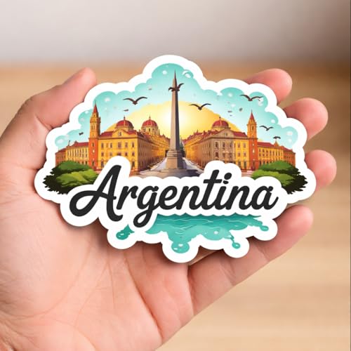 Image of Naxon Argentina Country Theme Souvenir Wooden Fridge Magnet | Buenos Aires, Tango & Landmark Design 3x3 Inch Refrigerator Magnet for Kitchen & Home Decor | Travel Gift from Argentina | Pack of 1