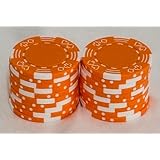 ポーカーチップ【ばら売り20枚単位】カジノチップ マージャン 麻雀 ハート (橙20枚)