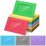 Zhanmai 50 Pcs Gift Card Envelopes with Clear Window 4 x 2.8 Inch Blank Mini Envelopes with Heart Shaped Clasp Gift Card Sleeves for Valentine Cards Party Greeting Invitation(Multicolor)