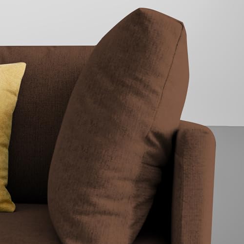 Image of Carina RHS 6 Seater L Shape Sofa Set with Center Table for Living Room (Brown Fabric) Premium Fabric Sofa