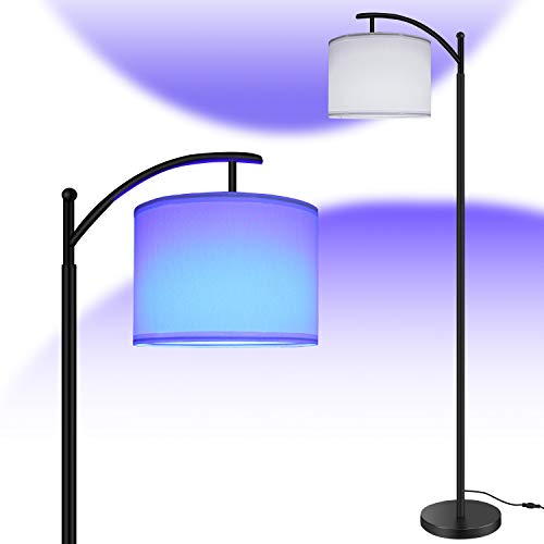 Bomcosy RGB vloerlamp voor woon- en slaapkamer, 64 inch led-vloerlamp met kap en 15 W ledlamp, kleurverandering en traploos dimmen voor wooncultuur