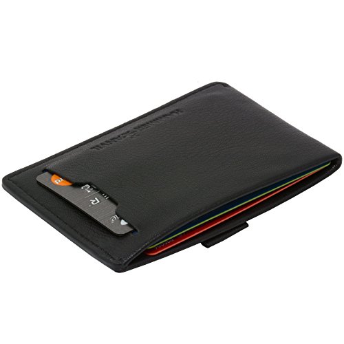 HAMMER ANVIL Mens Minimalist Front Pocket Wallet RFID Safe Leather Easy Pull Tab Black4