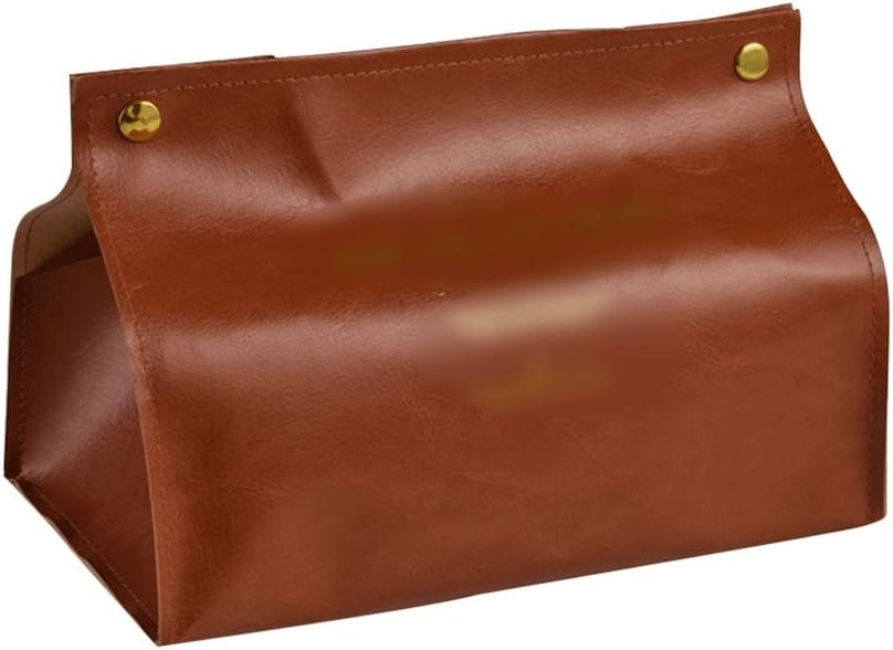 PU Leather Tissue Case Desktop Napkin Pumping Paper Storage Box Foldable Paper Towel Container for Home (Color : Red Size : 19.5 * 13 * 12cm) (Coffee 19.5 * 13 * 12cm)