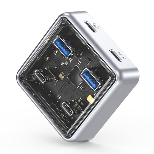 ORICO Hub USB 3.2, 4 Porte USB 3.2 Gen2 Hub con 2 Porte Tipo A/C, Adattatore Multiporta in Lega di Zinco da 10Gbps...