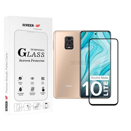 Image of ScreenUp Tempered Glass For Xiaomi Redmi Note 10 Lite - Ultra Clear, 9H Scratch Resistant, Full Coverage, Easy Install Screen Protector