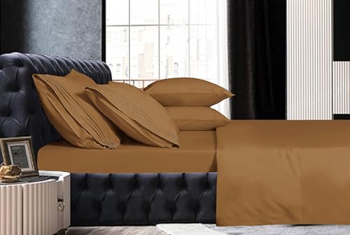 Image of Mocassi Hotel Luxury 1800 Thread Count Bedding Pillowcases King Size Set of 2 - Pillow Covers - Pillow Protector - Cooling Pillowcases (Set of 2 King Size 20 inch x 40 inch, Light Brown)