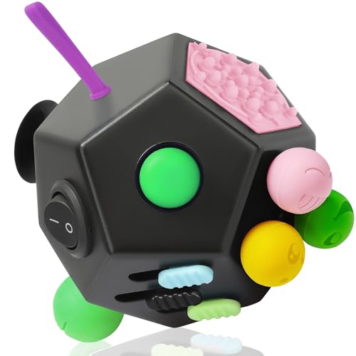 VCOSTORE Fidget Cube à 12 Faces - Cube Anti Stress Fidget Toys Adultes Fidget Antistress Jouet pour Tous Les âges avec TDAH, TDA, TSA, ADHD