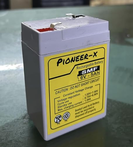 Image of 6 VOLT 5 AMPERE AGM-SMF BATTERY for toy cars, weighing machine (GREY) | calcium inside, long life rechargeable