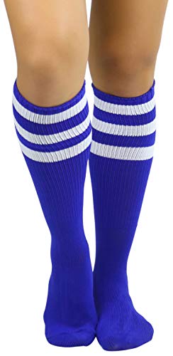 Image of ToBeInStyle Women's Premium Below Knee Athletic Socks w /Contrasting Wide Stripes