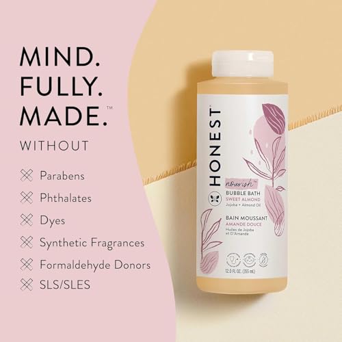 Image of The Honest Company Foaming Bubble Bath, Gentle for Baby, Naturally Derived, Tear-free, Hypoallergenic, Sweet Almond Nourish, 12 fl oz