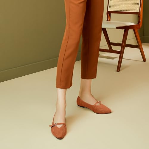Image of Flats for Women Pointed Toe Knit Ballet Comfortable Dressy Washable Mary Jane Flat Shoes