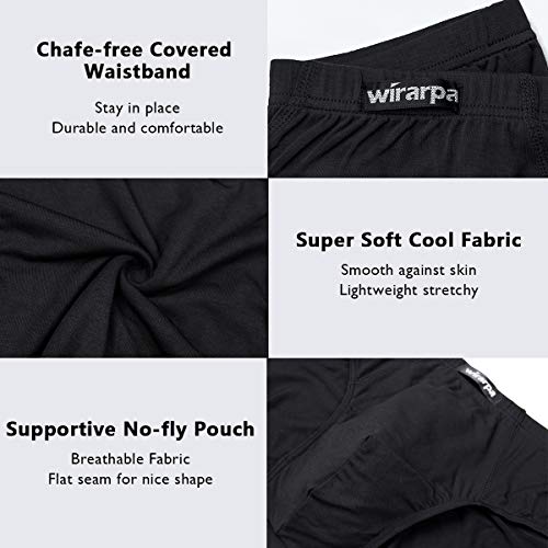 Wirarpa Men's Underwear Modal Microfiber Briefs No Fly Covered Waistband 4 Pack Silky Touch Underpants Black, Medium #TOP4