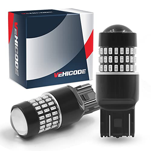 VehiCode 7443 LED Bulb Red Light Bright Kit 7440 7441 7444 T20 992 W21/5W W21W WY21W Dual Contact Replacement with Projector for Car Rear Turn Signal Blinker Tail Brake Stop Light Lamp (2 Pack)