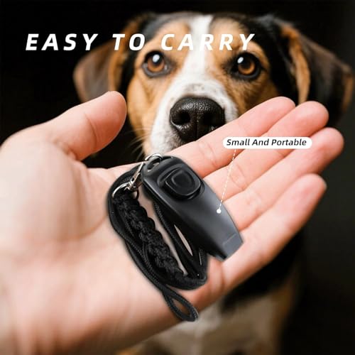 VQUNBG 2 Stück Hundepfeife Rütter Rückruf, Rückruf-Hundepfeifen Hochfrequenz Klicker, Hund Klicker und Pfeife 2 in 1 Für die Hundeausbildung(Schwarz/Rot)