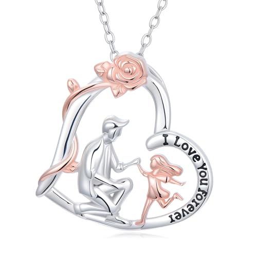 Mother and 1/2 Daughters Necklace Sterling Silver Heart Pendant Mom Daughter Mother's Day Jewelry for Women