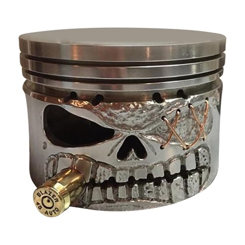 Escultura De Cara De Calavera De Pistón – Decorativo De Calavera De Resina De 9 Cm | Estatua Gótica De Calaveras De Motor | Ilustraciones De Resina De Estilo Retro Para Escritorio, Estante, Bar