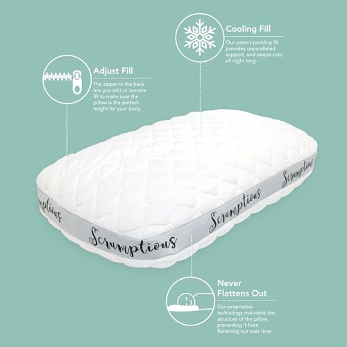 Image of Honeydew Classic Scrumptious Pillow - Made in USA with Cooling Copper Gel Fill - Adjustable Bed Pillow for Back & Stomach Sleepers with Neck and Shoulder Pain, Quick Pain Relief (Queen Size)