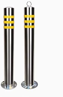 Safety Anti-Collision Column, Parking Bollards for Shopping Centers, Thickened Stainless Steel Activity Column, Fine Workmanship, Evenly Polished (Color : Silver, Size : 76x76x750mm)