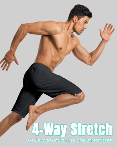 Image of Yufawow Men Swim Trunks with Compression Breathabe Liner Quick Dry Zipper Pockets for Board Beach Gym Running