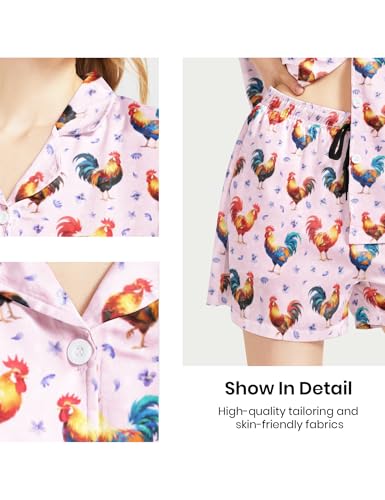 Image of Women's Pajama Sets Funny Pajamas for Women Set Comfortable 2 Piece Button Down Tops & Shorts Sleepwear Short Sleeve