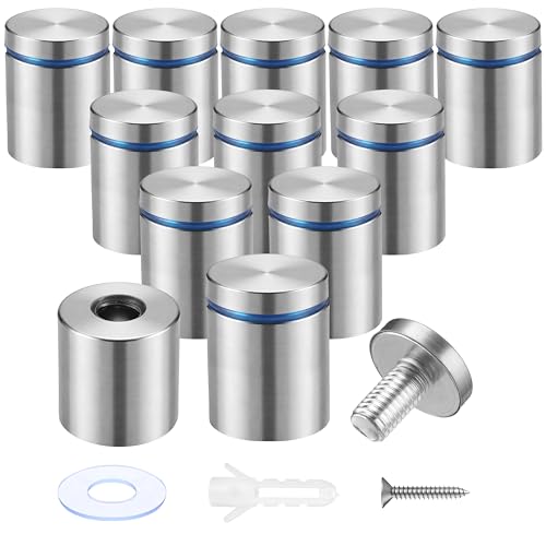 Image of Pelopy 12 Pcs Sign Standoff Screws Advertising Screws Stainless Steel Wall Standoff Mounts Glass Acrylic Nail (1 x 1-3 /16 Inch)