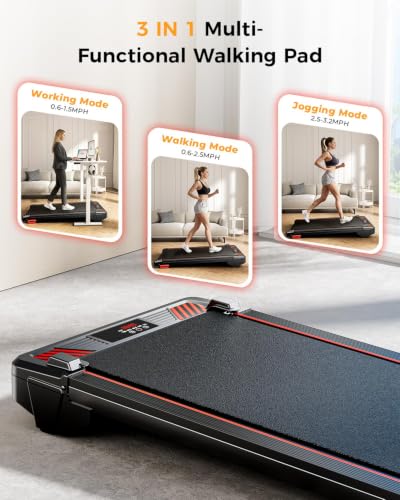 Image of Walking Pad Treadmill, BestGod Incline Under Desk Treadmill 330lbs Capacity, 2.5HP Portable Treadmills for Home, Compact Treadmills Mini Running Machine with Remote Control