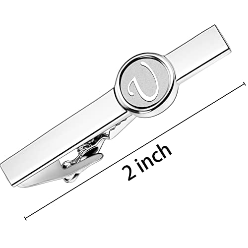 image for AMITER 2 Inch Mens Tie Clips - Silver Initials A-Z Letter Tie Bar Clip