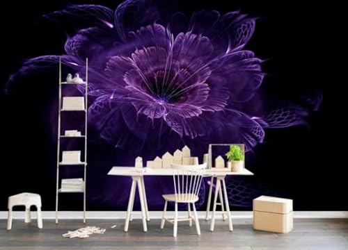 Papier peint fleurs violettes 3D ILIYA pour salon et chambre - 2