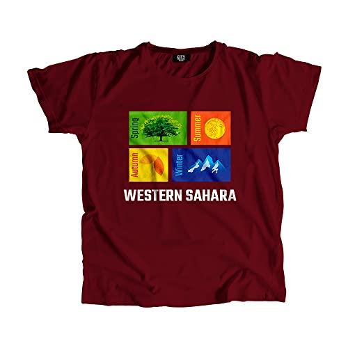 T-shirt Western Sahara maroon en coton doux avec finitions haut de gamme