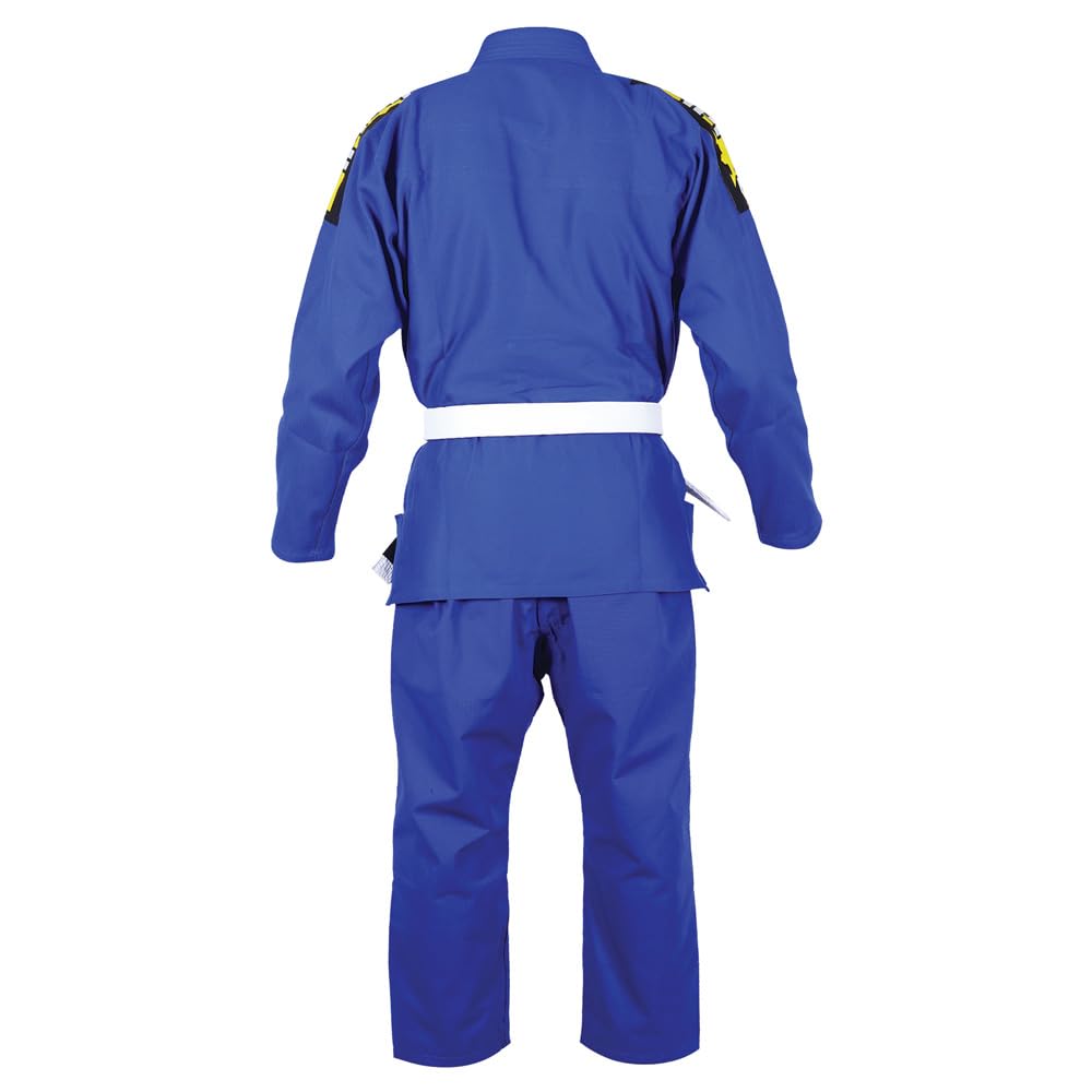 Buddha Fight Wear -Kimono Premium Infinity schwarz Jiu Jitsu Brasilianer / BJJ Gi mit weißem Gürtel, Unisex Erwachsene