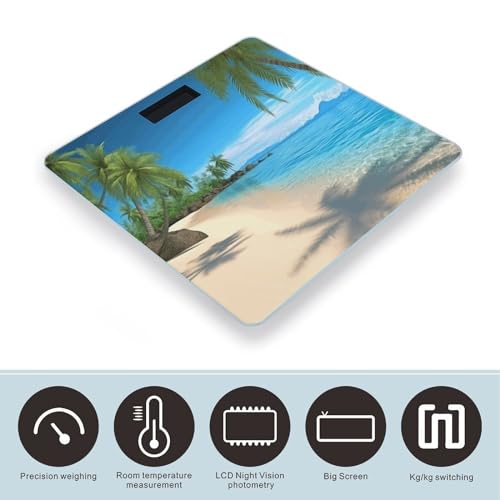 Báscula digital para baño con diseño de playa y palmeras miniatura 3