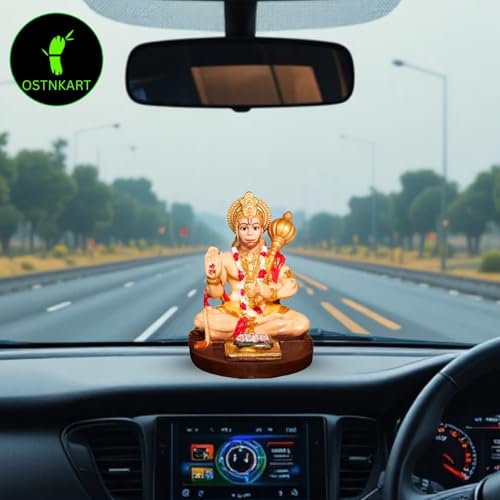 Image of Hanuman Ji Murti for Car Dashboard Idol Polyresin 3.5 inch Multicolur, Home & Office Decor Statue, Living Room Show Piece, New House Warming, Birthday, Diwali Gift Item