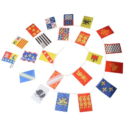 Image of AZ FLAG 27 French regions 8 meters BUNTING Flag 27 flags 9'' x 6'' - region of France STRING flags 15 x 21 cm