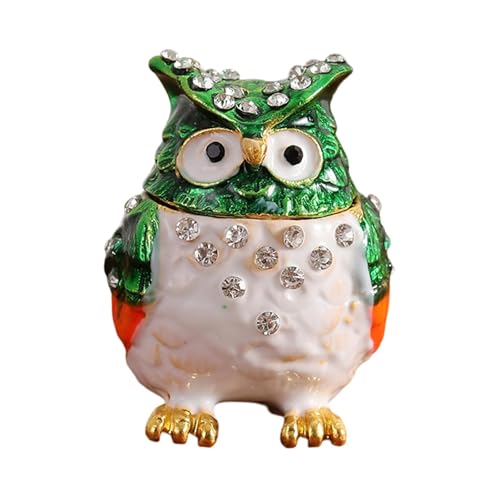 Hellery ジュエリーボックス フクロウ 小物入れ 収納 動物像 リング ネックレスホルダー ジュエリーオーガナイザー フクロウの置物 ペンダント イヤリング用, 緑