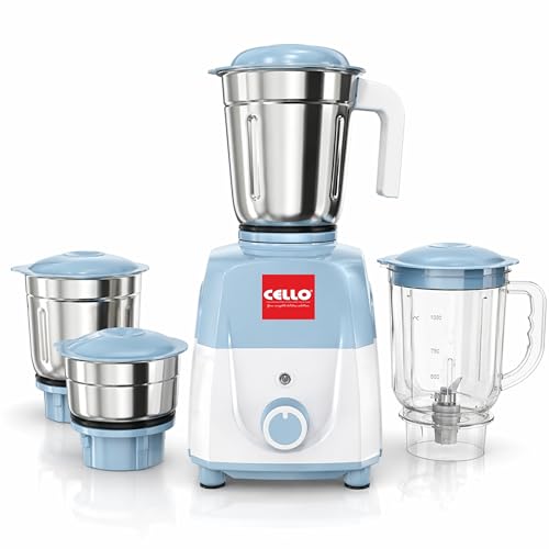 Image of CELLO Unitech 600W Mixer Grinder with Juicer Jar | 4 Jars | Copper Motor | 3 Speed Control | Stainless Steel Blades | Mixer, Grinder & Juicer for Juices