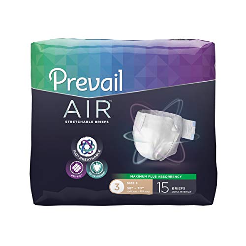 Prevail AIR Incontinence Briefs, Maximum Plus Absorbency, Size 3, 60 Count