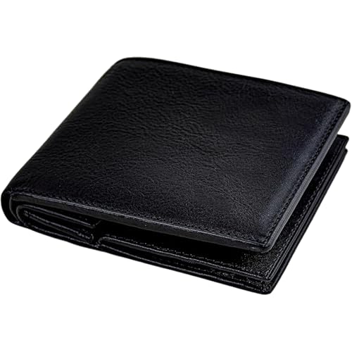 Image of Time Resistance Leather Men's Wallet - Minimalist Wallet Design with Credit Card Holder, Magnetic Coin Holder, and Cash Slots (Black)