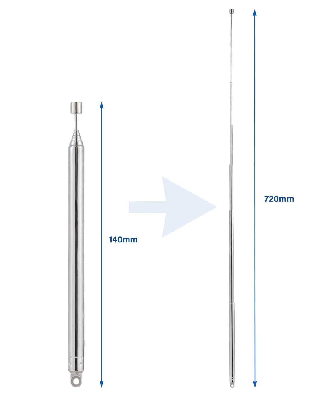 2 PZ Antenna Radio, FM Portatile Telescopica 8 Sezioni Antenna 72CM/28.3IN per TV Radio DAB FM/AM Stereo Ricezione