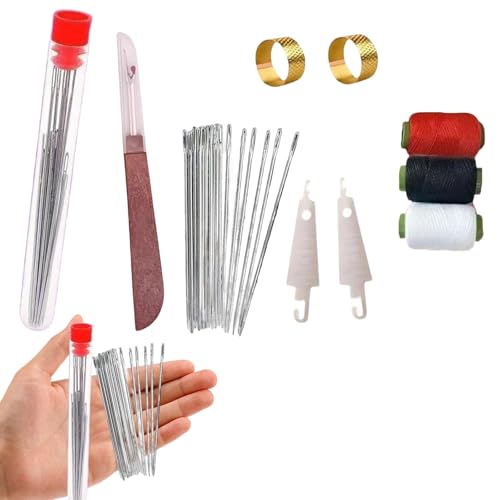 37pcs Stainless Steel Sewing Kit, Sewing Tool Kit, Needle and Thread Kit, Sewing Kit Small, Sewing Accessories and Supplies, DIY Hand Made Craft Set, Easy to Use for Beginner (1 Set(37pcs))