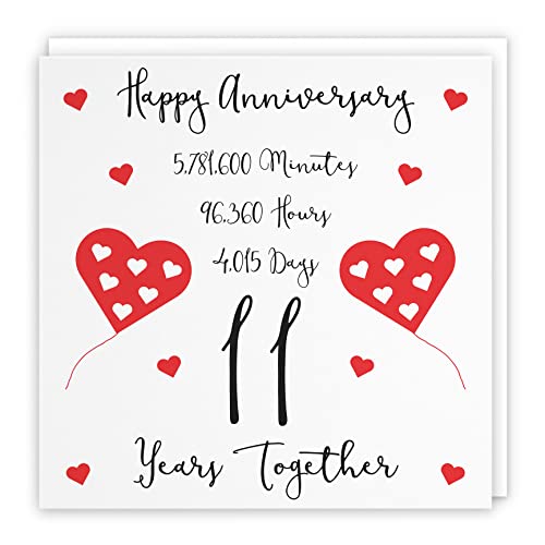 Hunts England, Large 11th Wedding Anniversary Card, 11 Years Together, Happy Anniversary, Timeless Collection, Large