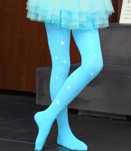 Image of VINICUNCA Girls Sparkle Rhinestone Tights Ultra-Soft Footed Dance Stockings Cospaly Accessories