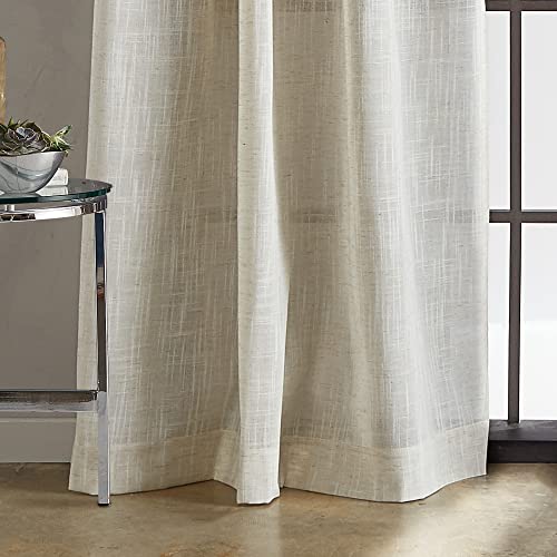 Dkny WED947013L0G Classic Linen Beige Blackout Lined Window Curtains For Living Room Rod Pocket Panel Pair thumb #2